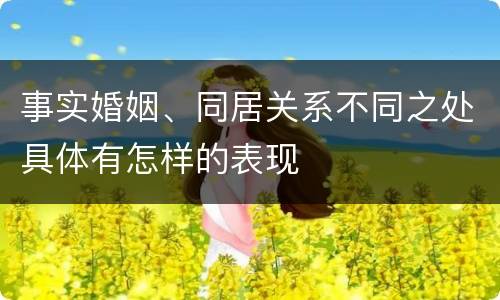 事实婚姻、同居关系不同之处具体有怎样的表现