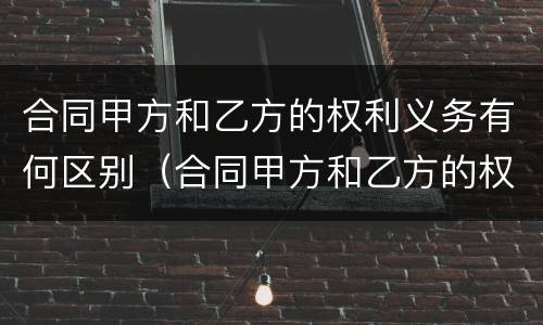 合同甲方和乙方的权利义务有何区别（合同甲方和乙方的权利义务有何区别呢）