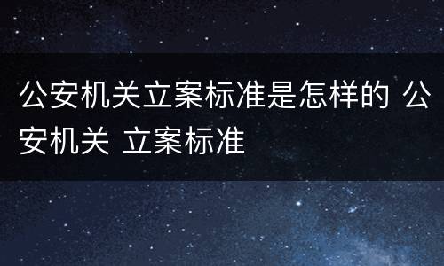 公安机关立案标准是怎样的 公安机关 立案标准