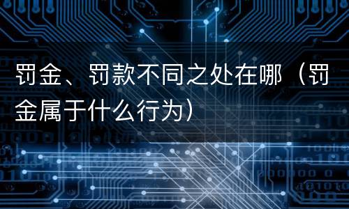 罚金、罚款不同之处在哪（罚金属于什么行为）