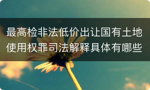 最高检非法低价出让国有土地使用权罪司法解释具体有哪些重要规定