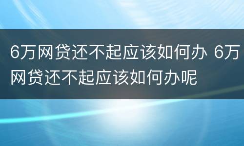 6万网贷还不起应该如何办 6万网贷还不起应该如何办呢