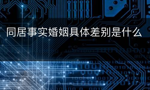 同居事实婚姻具体差别是什么