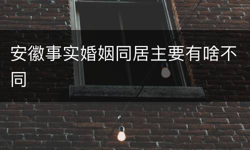 安徽事实婚姻同居主要有啥不同