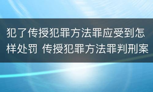 犯了传授犯罪方法罪应受到怎样处罚 传授犯罪方法罪判刑案例
