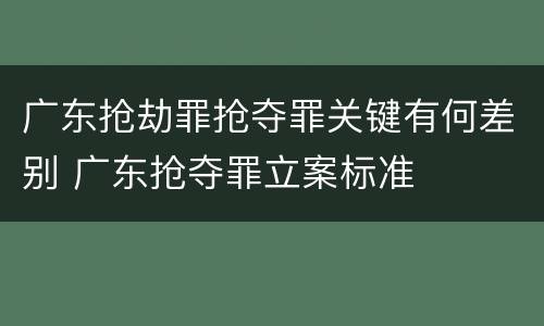 广东抢劫罪抢夺罪关键有何差别 广东抢夺罪立案标准