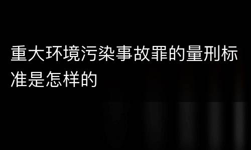 重大环境污染事故罪的量刑标准是怎样的