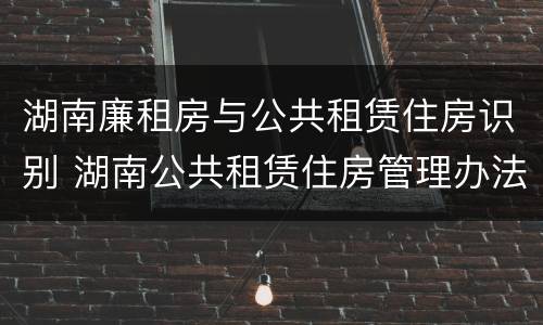 湖南廉租房与公共租赁住房识别 湖南公共租赁住房管理办法