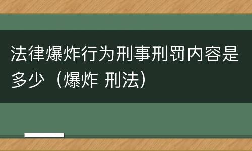 法律爆炸行为刑事刑罚内容是多少（爆炸 刑法）
