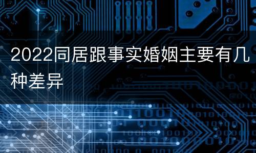 2022同居跟事实婚姻主要有几种差异