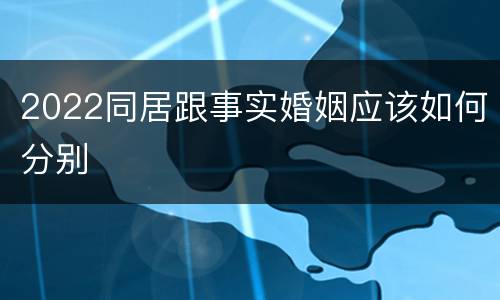 2022同居跟事实婚姻应该如何分别