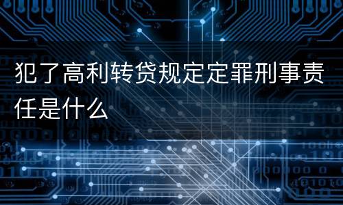 犯了高利转贷规定定罪刑事责任是什么