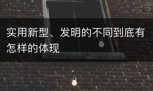实用新型、发明的不同到底有怎样的体现