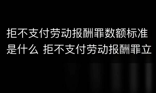 拒不支付劳动报酬罪数额标准是什么 拒不支付劳动报酬罪立案标准