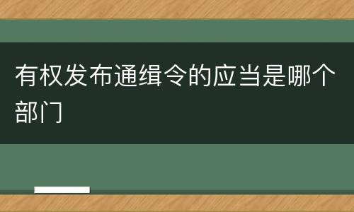 有权发布通缉令的应当是哪个部门