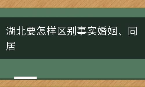 湖北要怎样区别事实婚姻、同居