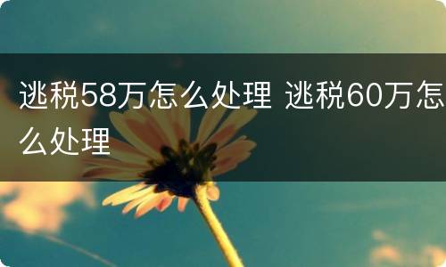 逃税58万怎么处理 逃税60万怎么处理