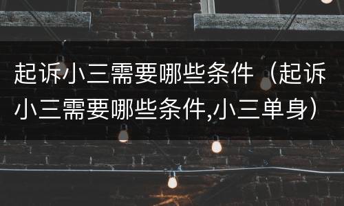 起诉小三需要哪些条件（起诉小三需要哪些条件,小三单身）