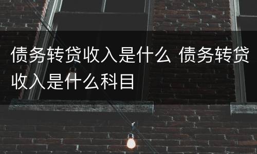 债务转贷收入是什么 债务转贷收入是什么科目