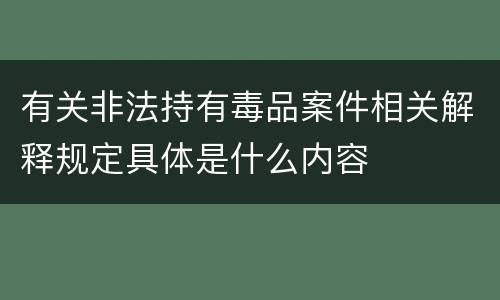 有关非法持有毒品案件相关解释规定具体是什么内容