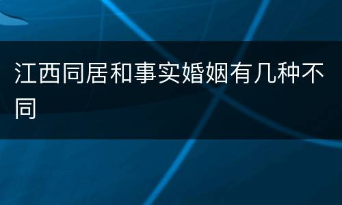 江西同居和事实婚姻有几种不同