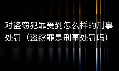 对盗窃犯罪受到怎么样的刑事处罚（盗窃罪是刑事处罚吗）