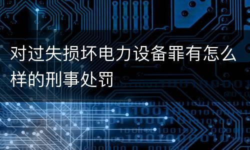 对过失损坏电力设备罪有怎么样的刑事处罚