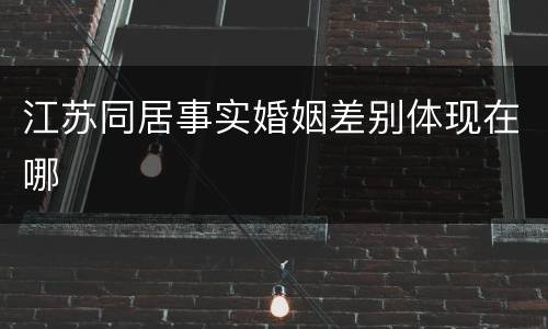 江苏同居事实婚姻差别体现在哪