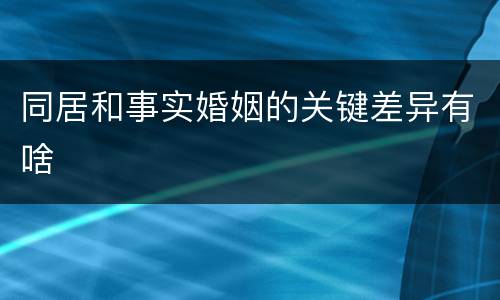 同居和事实婚姻的关键差异有啥