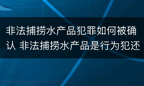 非法捕捞水产品犯罪如何被确认 非法捕捞水产品是行为犯还是结果犯
