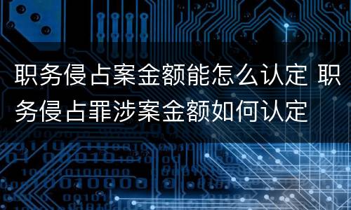 职务侵占案金额能怎么认定 职务侵占罪涉案金额如何认定