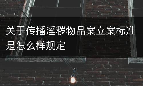 关于传播淫秽物品案立案标准是怎么样规定
