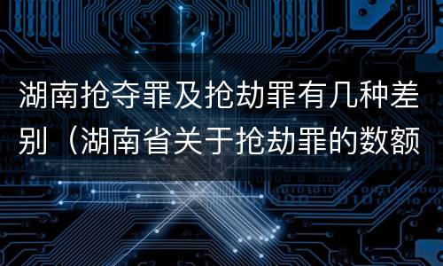 湖南抢夺罪及抢劫罪有几种差别（湖南省关于抢劫罪的数额规定）