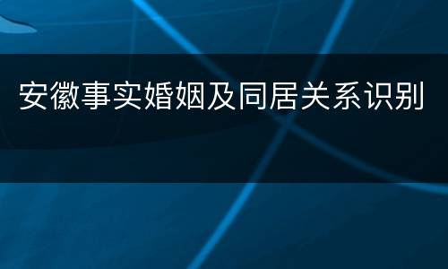 安徽事实婚姻及同居关系识别