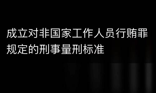 成立对非国家工作人员行贿罪规定的刑事量刑标准