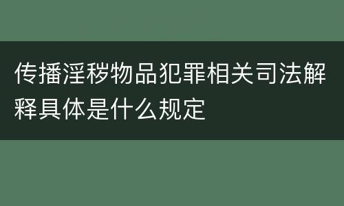 传播淫秽物品犯罪相关司法解释具体是什么规定