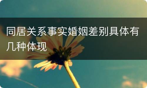 同居关系事实婚姻差别具体有几种体现