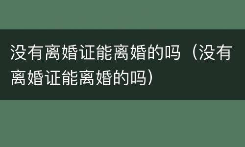 没有离婚证能离婚的吗（没有离婚证能离婚的吗）