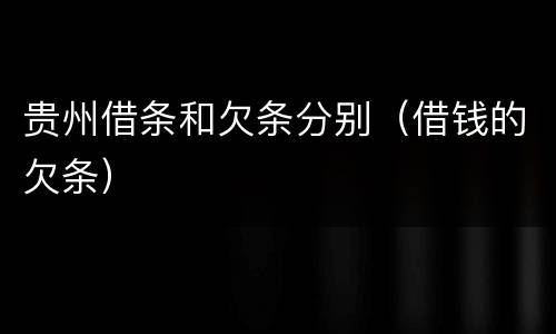贵州借条和欠条分别（借钱的欠条）