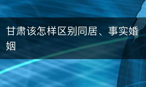 甘肃该怎样区别同居、事实婚姻