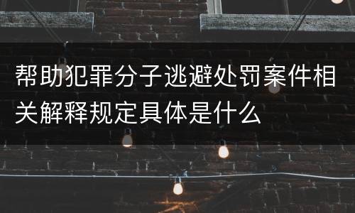 帮助犯罪分子逃避处罚案件相关解释规定具体是什么