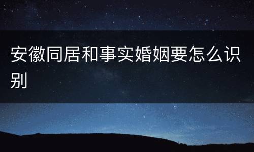 安徽同居和事实婚姻要怎么识别