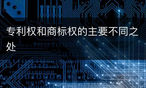 专利权和商标权的主要不同之处