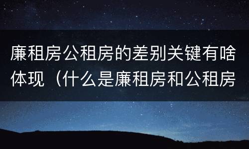 廉租房公租房的差别关键有啥体现（什么是廉租房和公租房两个有什么特点）