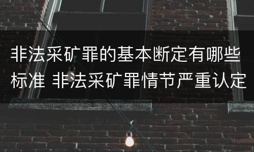 非法采矿罪的基本断定有哪些标准 非法采矿罪情节严重认定标准