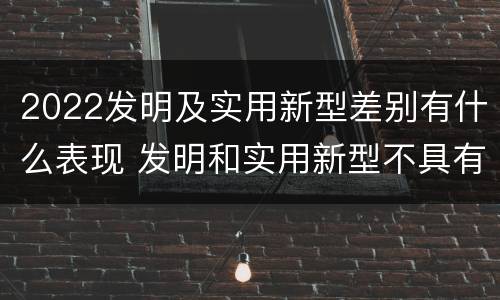 2022发明及实用新型差别有什么表现 发明和实用新型不具有什么特性