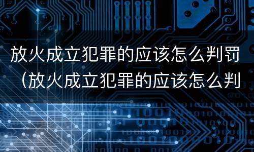 放火成立犯罪的应该怎么判罚（放火成立犯罪的应该怎么判罚呢）