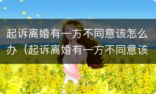 起诉离婚有一方不同意该怎么办（起诉离婚有一方不同意该怎么办理）