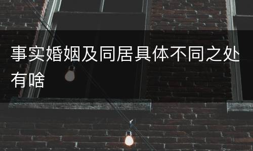 事实婚姻及同居具体不同之处有啥