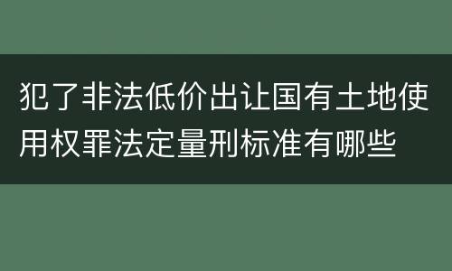 犯了非法低价出让国有土地使用权罪法定量刑标准有哪些